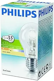 PHILIPS 42W = 55W GLS A55 ES E27 Edison Screw Halogen EcoClassic A55 Energy Saving Dimmable Light Bulb 240V - Pack of 6