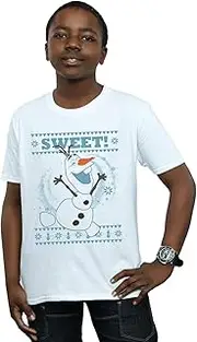 [Absolute Cult] Disney Boys Frozen Olaf Sweet Christmas T-Shirt White 3-4 Years