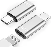 [MFi Certified] Lightning to USB C Adapter, 2 Pack Lightning Female to USB C Male Adapter Connector for iPhone 15/15 Plus/15 Pro/15 Pro Max/iPad Pro/Air/Mini, Support Fast Charging & Data Sync