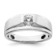 0.33ct. CZ Solid Real 14K White Gold Complete Men's Ring