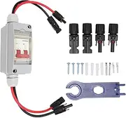 Spacnana 500V 32A MCB Solar Photovoltaic DC Combiner Box, Overvoltage and Protection Circuit Breaker with Transparent Cover IP65 Rated (with Cable and PV Connector)