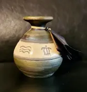 Raku Petroglyph Art Vase By Benjamin Diller