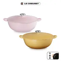 在飛比找momo購物網優惠-【Le Creuset】琺瑯鑄鐵鍋媽咪鍋28cm(甜心粉/礦