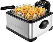 Chefman 4.3 Litre Deep Fryer w/Basket Strainer, XL Jumbo Size, Adjustable Temperature & Timer, Perfect for Fried Chicken, Shrimp, Chips & More, Removable Oil-Container, Stainless Steel