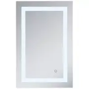 Pemberly Row 30" x 20" Hardwired LED Bathroom Mirror with Touch Sensor in Silver
