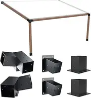 Pergola Kit with Brackets, 15°Slanted Roof Pergola Bracket Kit, Roof Wall Mount Extension Bracket Kit 3-Way Brackets for Pergolas,Log Cabin Outdoor Pergola 4"x 4" (Actual 3.5" X 3.5") Lumber