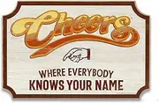Open Road Brands Cheers Where Everybody Knows Your Name Wood Wall Decor - Fun Cheers Sign for Home Decorating