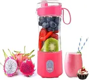 Portable Smoothie Blender USB Rechargeable - Personal Size Shakes Juicer Cup 4000mAh Battery Strong Power Pink