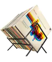Vinyl Record Storage Holder Holds Up To 80-100 Lp Matte Black Metal Design