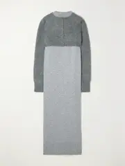 [Sacai] Sacai - Layered Ribbed Wool And Mohair-blend Maxi Dress - Gray - 3 3 Gray