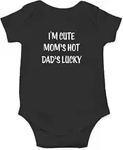 [Crazy Bros Tees] I'm Cute Mom's Hot Dad's Lucky Funny Cute Novelty Infant One-Piece Baby Bodysuit (12 Months Black)