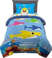Franco Kids Bedding Super Soft Comforter and Sheet Set, 4 Piece Twin Size, Baby Shark