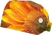 [FVQL] 2 Pack Scrub Caps Nurse Hats with Sweatband, Surgical Hats for Women, Summer Pattern Sunflowers