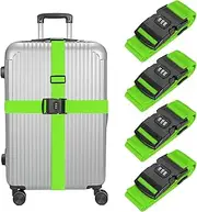 uxcell Luggage Straps with Combination Lock Adjustable Suitcase Belt Strap for Suitcase Briefcase Backpack Travel, Fluorescent Green, Pack of 4