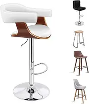 [ALFORDSON] 1x Bar Stool Adjustable Kitchen Stool Swivel Counter Dining Chair in 61-82cm Seat Height with Floor Protector, Barstool for Countertop Home Bar Living Room (Joan White)