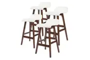 4X Wooden Bar Stool Dining Chair Leather SOPHIA 65cm WHITE BROWN