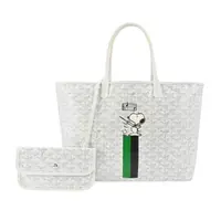 在飛比找momo購物網優惠-【GOYARD 高雅德】SNOOPY 聯名款條紋塗料帆布LO