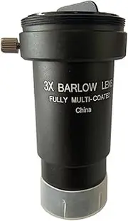 1.25 Inch 3X Barlow Lens Aluminium Alloy Frame Optocal with Multi-Layer Coating Astronomical Telescope Eyepiece