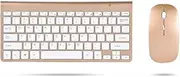 Mouse and Keyboard Combo, Slim 2.4GHz Wireless Keyboard and Mouse Set, Fully Waterproof Back Design, Suitable for Desktop/Laptop(Gold)