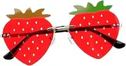 [NOLITOY] Cool Strawberry Shaped Sunglasses Party Favors Boys and Girls Rimless Glasses Versatile for Many Occasions
