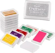 Swpeet 15Pcs Craft Ink Pad Stamps Partner DIY Color, 15 Colors Rainbow Finger Ink pad, Washable Stamp Pads for DIY Supplies Scrapbooking Finger Printing Painting Stamps Paper Wood Fabric