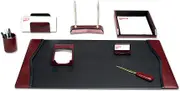 Dacasso Burgundy Contemporary Leather 8-Piece Desk Set