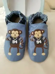 Robeez Shoes Football Monkey Ocean Blue sz 2-3, 3-4, 4-5 and 5-6 years