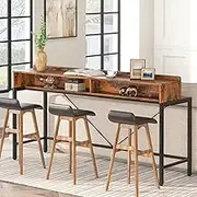 Tribesigns 71-Inch Extra Long Sofa Table Behind Couch, Narrow Console Table with Storage Shelves, Behind Couch Bar Table, Industrial Entryway Table for Living Room, Hallway, Rustic Brown