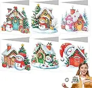 Christmas Greeting Cards - 6X Make Rhinestone Painting Greeting Cards with Envelopes - Rhinestone Painting Christmas Cards, Art Crafts Kit for Friends and Family