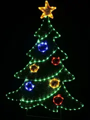 Green Tinsel Mesh Decorated Christmas Tree & Twinkle LED Light Display - 1.2m