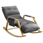 Rocking Chair, Indoor Recliner, Patio Comfy Reading with PU leather Cushion, Grand Rocking Chair for Balcony, Front Porch, Garden, Living Room, Dark grey