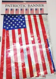 Patriotic Bunting 8 Flag Banner ~ Red White Blue Stars Memorial Veterans July 4E