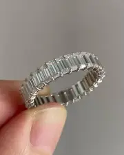 5*3 mm Emerald Cut Moissanite Wedding Eternity Women Band Emerald Eternity Band