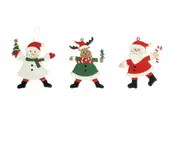C156 3PCS Christmas Decoration Pendant Elder Elk Snowman Small Iron Piece Christmas Articles Cute Ornaments