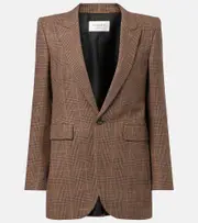 [Saint Laurent] Saint Laurent Checked wool and cashmere blazer UK 14 brown