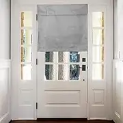 sourcing map Blackout Door Curtains, French Side Door Window Curtain for Privacy, Glass Patio Front Doors Sidelight Tie Up Shade, Light Gray, 26" x 28", 1 Panel