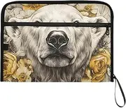 YMXFXP Expandable Filing Folder Polar Bear Floral, 13-Pocket Funny Cute Design with Sticky Labels, A4 Letter Size Document Organizer for Office, School, Boys, Girls