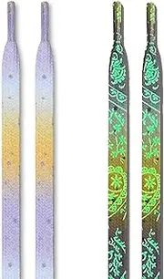 Replacement Shoelaces. 2 Pairs Fluorescent Shoelaces for Shoes,Luminous Flat Colorful Shoelaces Glow in The Dark Laces,SGlowing Athletic Shoe Laces for Party Or Dancing (Color : Purple(2 Pairs), Siz