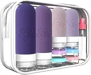[Jotia] 18Pcs Silicone Travel Bottles Kit, Silicone Squeezable Containers TSA Approved Silicone Travel Containers Leak Proof Refillable Shampoo and Conditioner Travel Essentials Bottle Set (Purple)