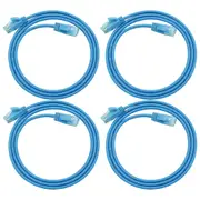 4x Cruxtec RF6A-003-BL Ultra-Thin CAT6A U/UTP Ethernet Power Cable Blue 0.3m