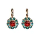 Mariana Earrings Dainty Floral Aquamarine & Hyacinth Austrian Crystals Afterl...