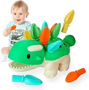 GIGIPIG Baby Dinosaur Montessori Toy, 12 18 Months Old Toddler Learning Toy, Dinosaur Fine Motor Skills Toy, Spike The Ankylosaurus Sensory Toys, Sorting Stacking Dino Color Recognition Educational