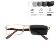 Metal Rimmed Rectangular Reading Glasses Transition Photochromic +1.0~4.0 K437