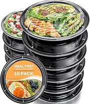 hjwanyin 10 Pack 24 oz Round Plastic Meal Prep Containers - Reusable BPA Free Food Containers with Airtight Lids - Microwavable, Freezer and Dishwasher Safe - Ideal Stackable Salad Bowls