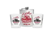 Holden Monaro set of Two Spirit Glasses and Hip Flask