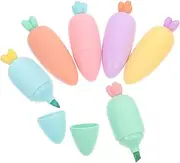 ERINGOGO 6pcs Cute Carrot Shape Highlighters Mini Highlighters for No Bleed Fluorescent Pens Kawaii Style Stationery for School and Office