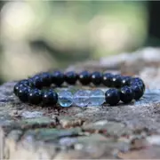 Shungite (Russia) and Rainbow Fluorite Gemstone Bracelet 8mm - Handcrafted