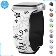 For Apple Watch Band 38mm 40mm 41mm 42mm 44mm 45mm 49mm Floral Engraved Strap