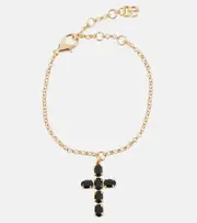[Dolce & Gabbana] Dolce & Gabbana Cross crystal-embellished bracelet One Size gold