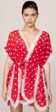 Agent Provocateur Red and White Polka Dot Ismay Short Gown | Sz. 12 | $431